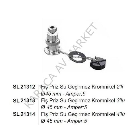 Fiş Priz Su Geçirmez KROMNİKEL 3'LÜ 3 amp (elektirikli çıkrık baglantı aparatı )