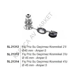 Fiş Priz Su Geçirmez KROMNİKEL 3'LÜ 3 amp (elektirikli çıkrık baglantı aparatı )