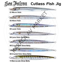 Sea Falcon Cutlass Fish Jig 280Gr. 05 Crash Holo Glow Belly