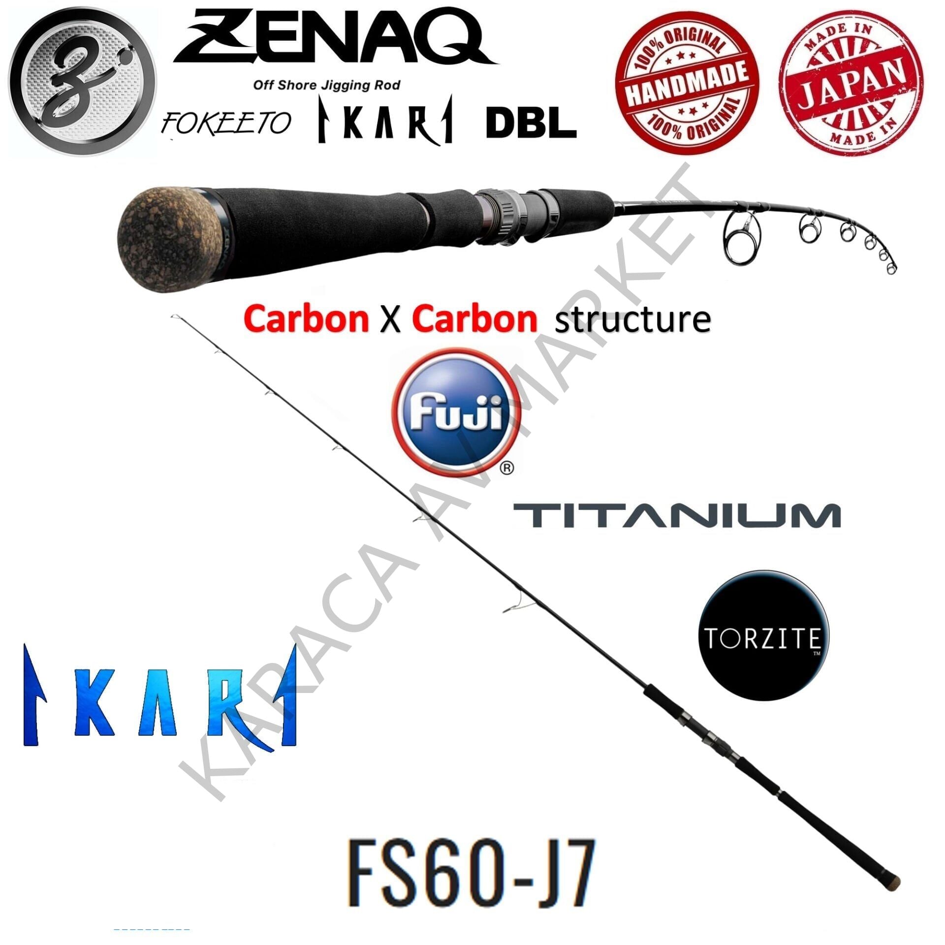 Zenaq Fokeeto DBL FS60-J7 Ikari 1.83mt Short Jig 280gr Long Jig 350gr Jigging Kamış