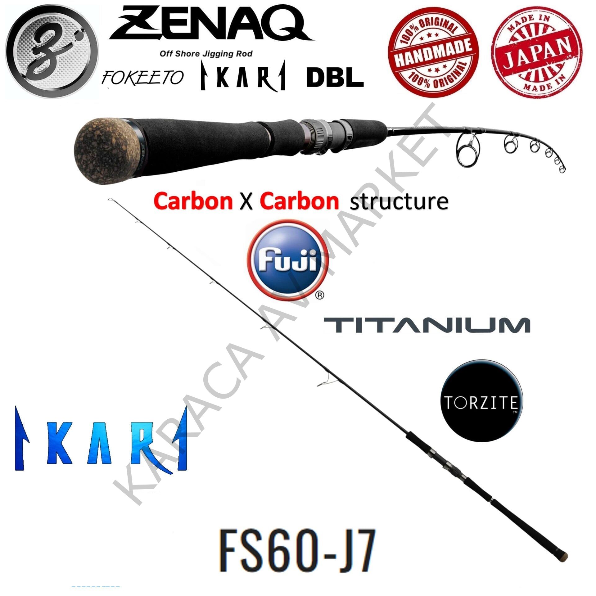 Zenaq Fokeeto DBL FS60-J7 Ikari 1.83mt Short Jig 280gr Long Jig 350gr Jigging Kamış