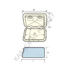TOP LINE Hatch, Beyaz, 353x606mm, ISO12216
